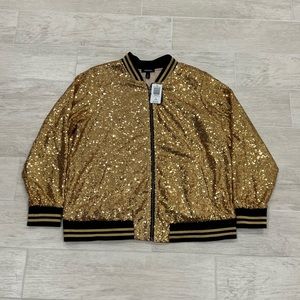 Torrid Gold Sequin Full Zip Bomber Jacket 
Women’s Plus Size 2X